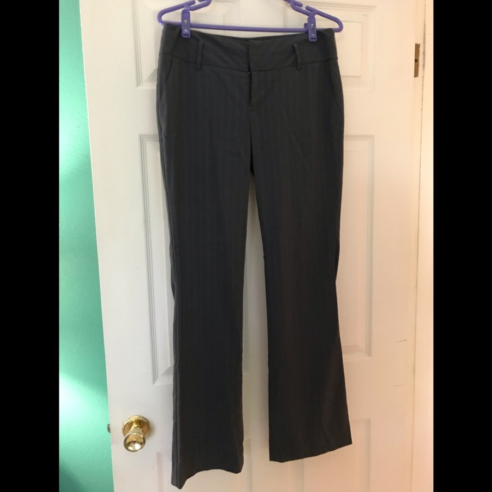 Dark blue-grey pin-striped slacks